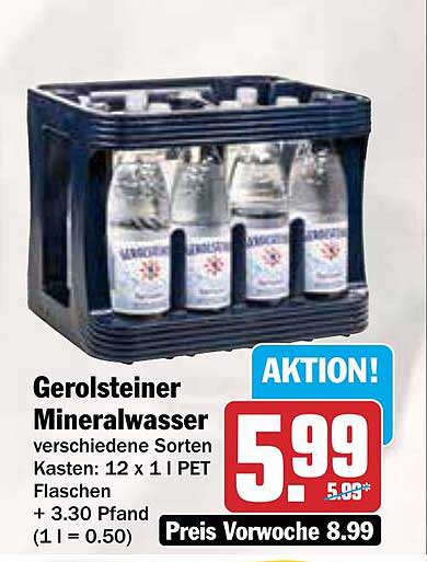 Gerolsteiner Mineralwasser 12 x 1 l PET Flaschen