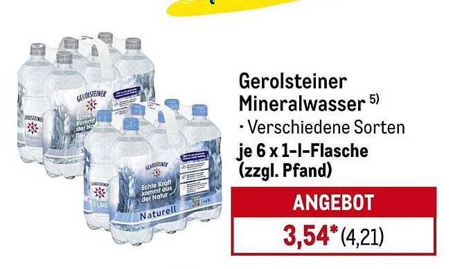 Gerolsteiner Mineralwasser 6 x 1 l-Flasche (zzgl. Pfand)