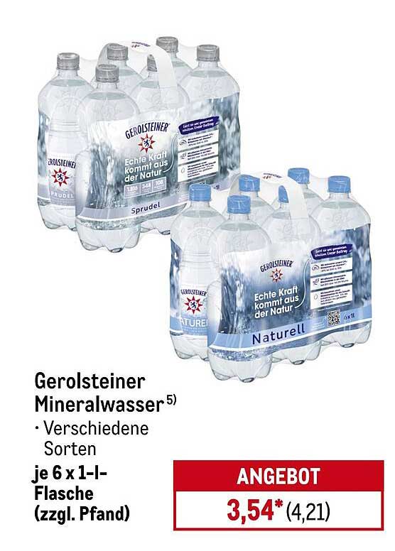 Gerolsteiner Mineralwasser – Verschiedene Sorten je 6 x 1-l-Flasche (zzgl. Pfand)