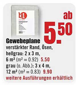 Gewebeplane verstärkter Rand, Ösen, hellgrau und grau
