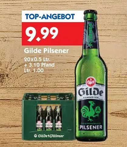 Gilde Pilsener 20 x 0.5 L für nur 9,99 €