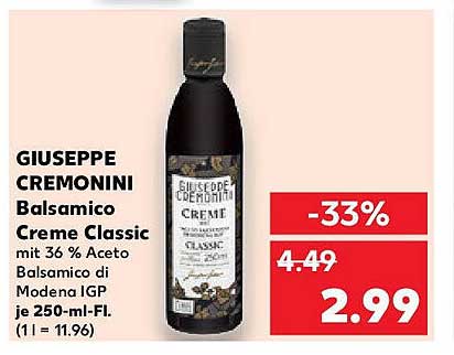 GIUSEPPE CREMONINI Balsamico Creme Classic mit 36 % Aceto Balsamico di Modena IGP