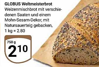 GLOBUS Weltmeisterbrot mit verschiedenen Saaten und einem Mohn-Sesam-Dekor