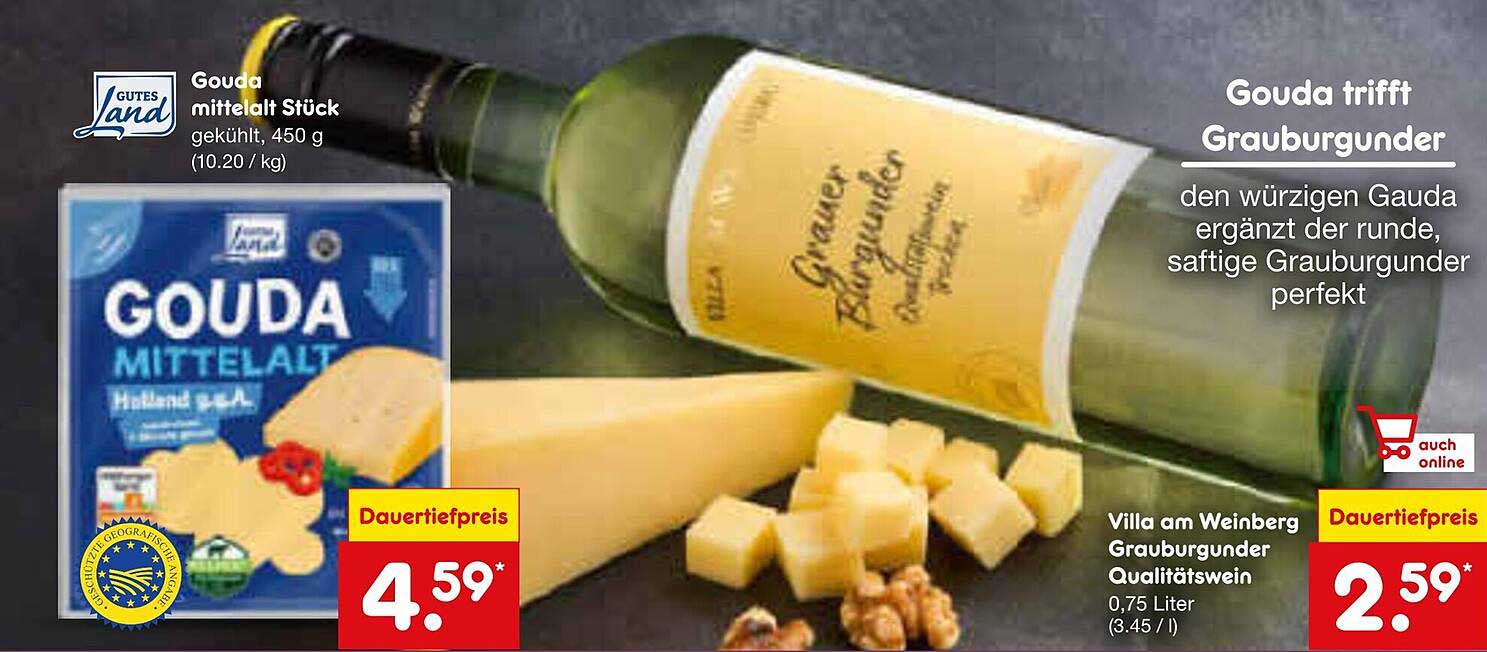 Gouda mittelalt Stück & Grauburgunder Qualitätswein