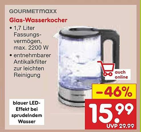 GOURMETMAXX Glas-Wasserkocher