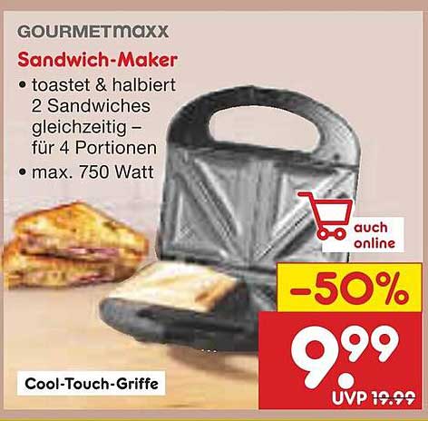 GOURMETmaxx Sandwich-Maker - 50% Rabatt!