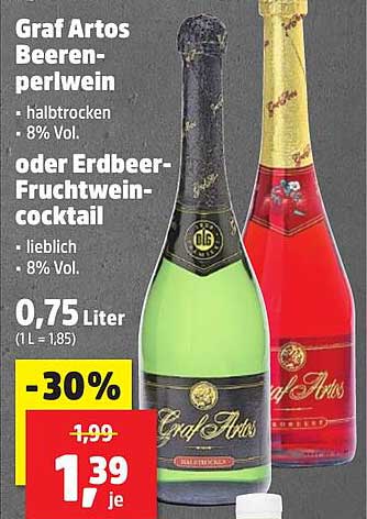 Graf Artos Beerenperlwein oder Erdbeer-Fruchtweincocktail - 0,75 Liter