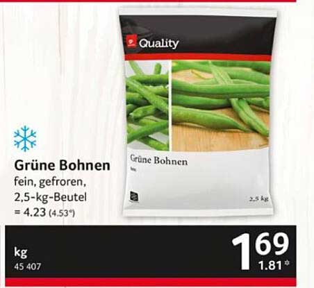 Grüne Bohnen, fein, gefroren, 2,5-kg-Beutel