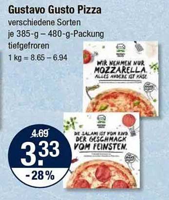 Gustavo Gusto Pizza - verschiedene Sorten