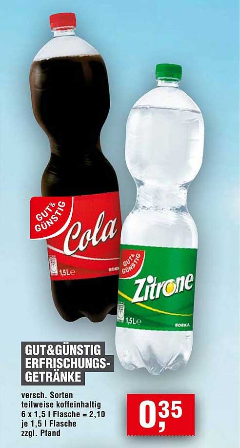 GUT& GÜNSTIG Erfrischungsgetränke - Cola und Zitrone 1,5L