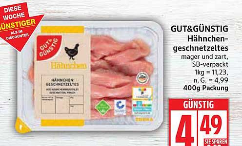 GUT&GÜNSTIG Hähnchen-Geschnetzeltes 400g