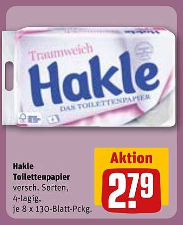 Hakle Toilettenpapier 4-lagig, 8 x 130 Blatt