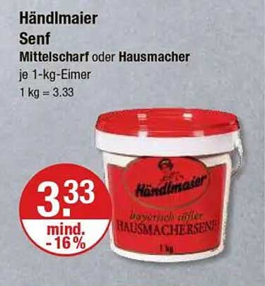 Händlmaier Senf Mittelscharf oder Hausmacher 1-kg-Eimer