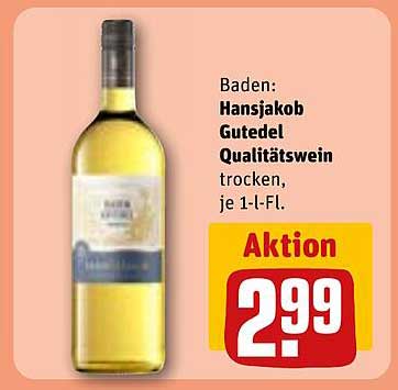 Hansjakob Gutedel Qualitätswein trocken, je 1-l-Fl.