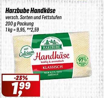 Harzbube Handkäse verschieden Sorten und Fettstufen 200 g Packung