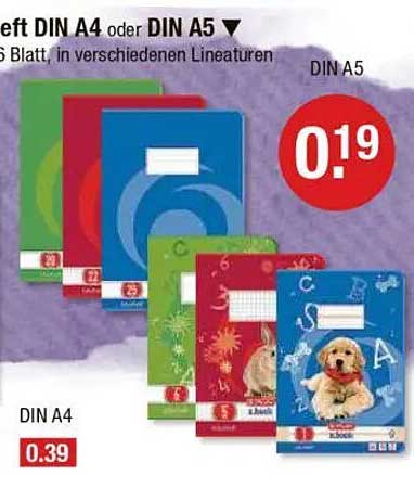 Heft DIN A4 oder DIN A5 - 6 Blatt, in verschiedenen Lineaturen