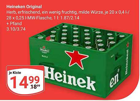 Heineken Original 28 x 0,25 l MW-Flasche