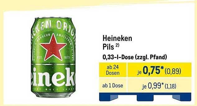 Heineken Pils 0,33 l Dose (zzgl. Pfand)
