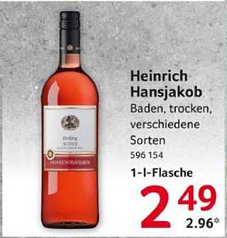 Heinrich Hansjakob Baden, trocken, verschiedene Sorten