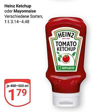 Heinz Ketchup oder Mayonnaise - Verschiedene Sorten, 400-500 ml