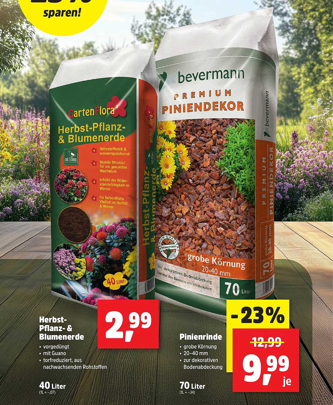 Herbst-Pflanz- & Blumenerde und Pinienrinde