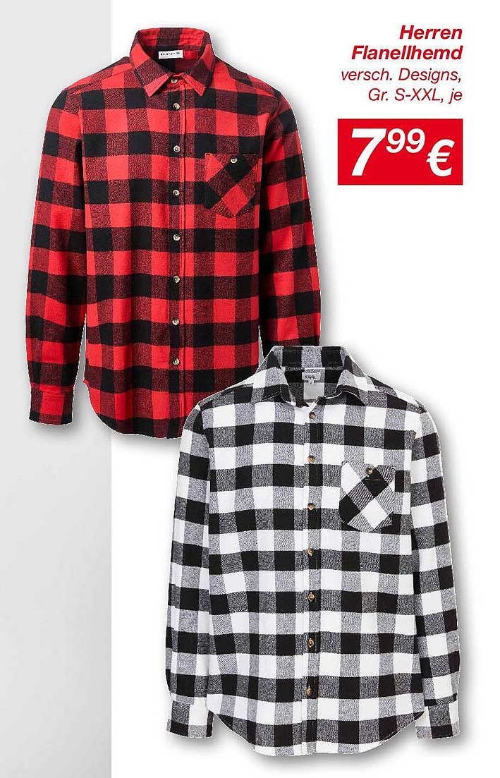 Herren Flanellhemd in verschiedenen Designs, Gr. S-XXL, je