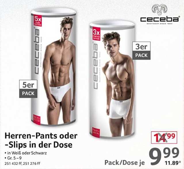 Herren-Pants oder -Slips in der Dose