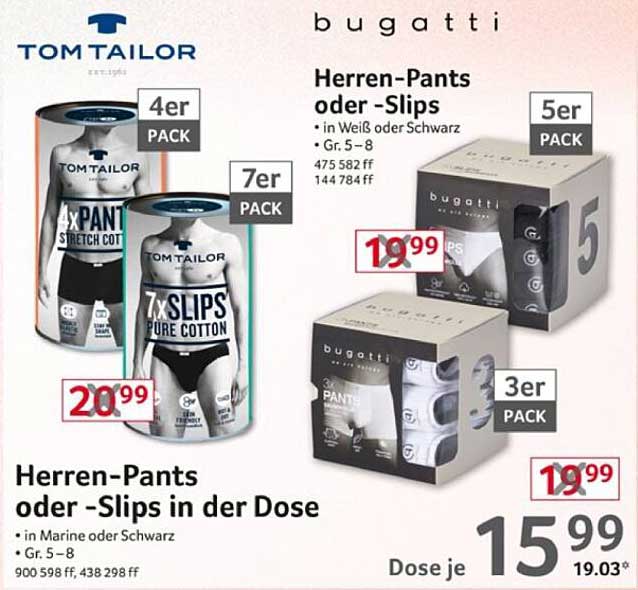 Herren-Pants oder -Slips in der Dose