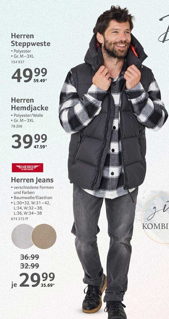 Herren Steppweste und Hemdjacke