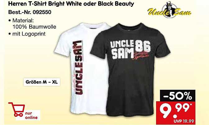 Herren T-Shirt Bright White oder Black Beauty