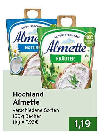 Hochland Almette – Alpenfrischkäse in verschiedenen Sorten