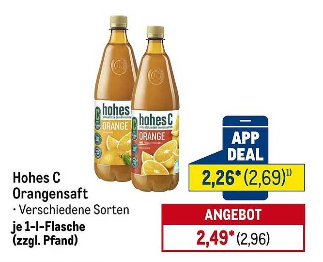 Hohes C Orangensaft - Verschiedene Sorten