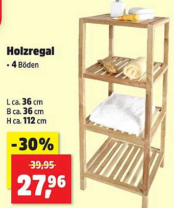 Holzregal mit 4 Böden - jetzt 30% günstiger!