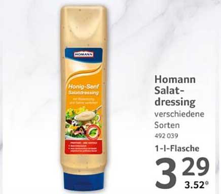 Homann Honig-Senf Salat-Dressing verschiedene Sorten