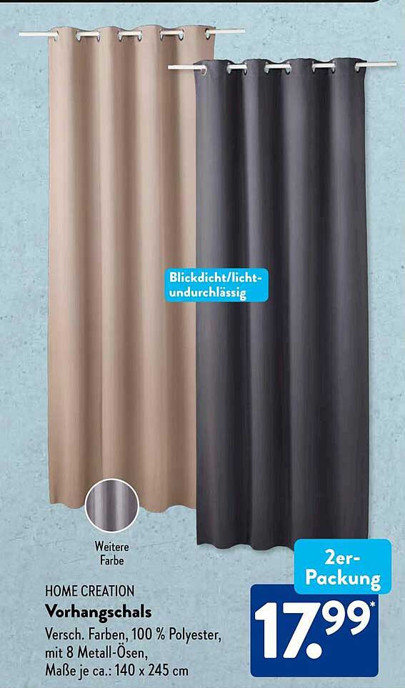 HOME CREATION Vorhangschals, 2er-Packung
