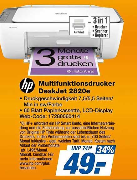 HP Multifunktionsdrucker DeskJet 2820E