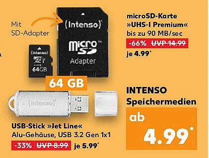 Intenso microSD-Karte »UHS-I Premium« und USB-Stick »Jet Line«