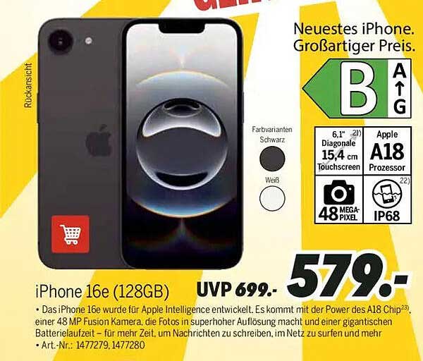 iPhone 16e (128GB) – Das neueste iPhone zum Bestpreis