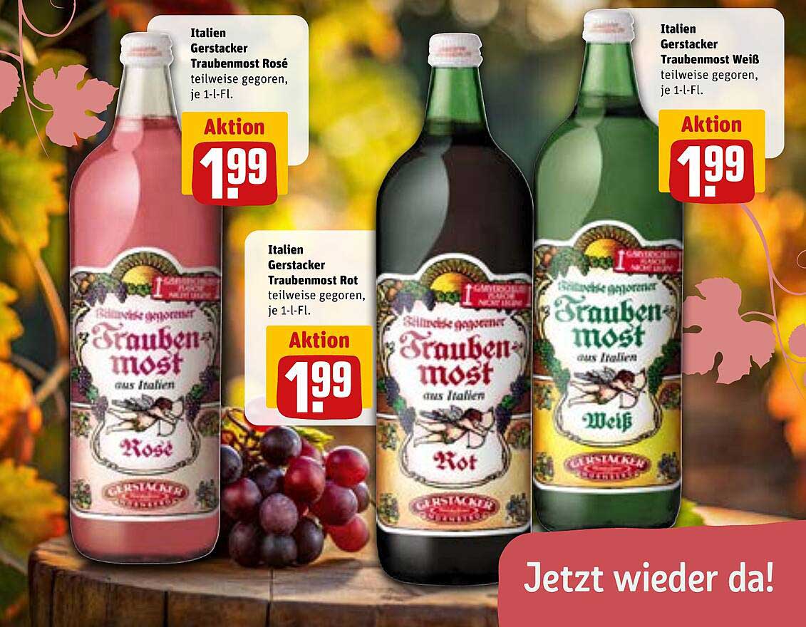 Italien Gerstacker Traubenmost - Rosé, Rot und Weiß je 1-L-Fl.