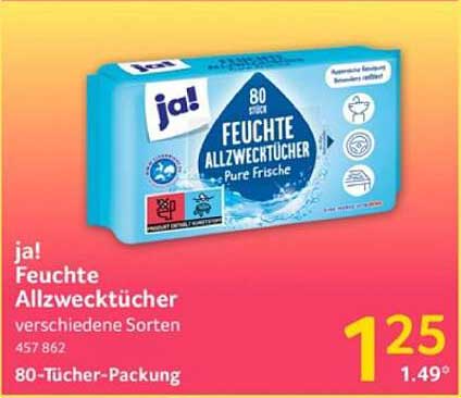 ja! Feuchte Allzwecktücher 80-Tücher-Packung