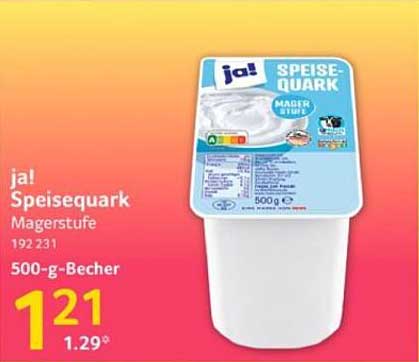 ja! Speisequark Magerstufe 500-g-Becher