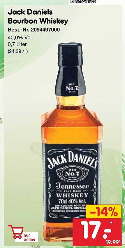 Jack Daniels Bourbon Whiskey 0,7 Liter