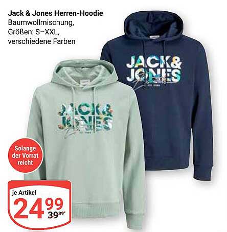 Jack & Jones Herren-Hoodie - Baumwollmischung in verschiedenen Farben