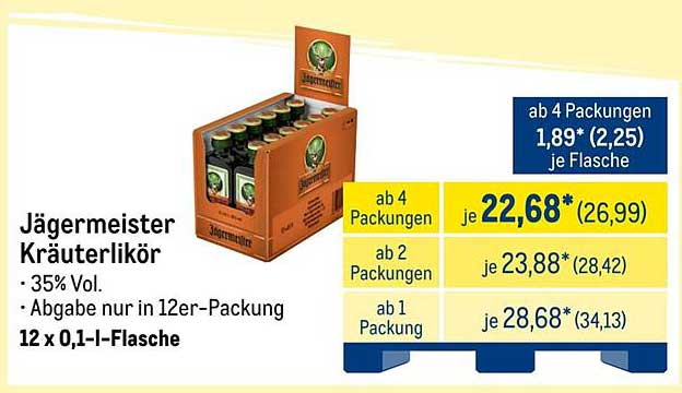 Jägermeister Kräuterlikör - 12 x 0,1 l-Flasche