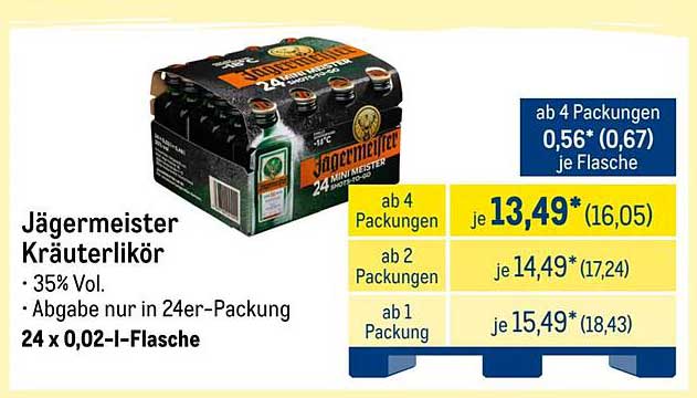 Jägermeister Kräuterlikör 24 x 0,02-l-Flasche