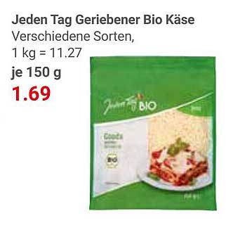 Jeden Tag Geriebener Bio Käse 150 g