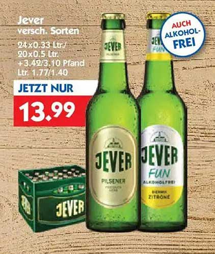 Jever verschiedene Sorten - jetzt nur 13,99 €