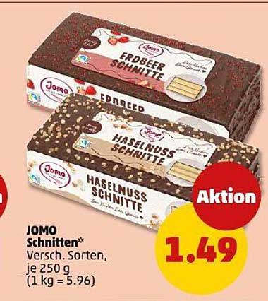 JOMO Schnitten - Erdbeer und Haselnuss, je 250 g