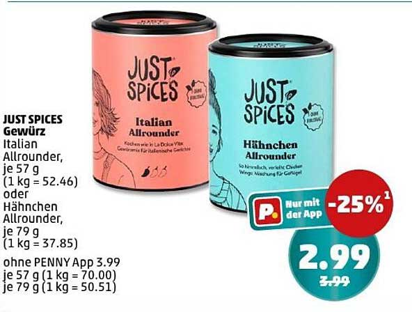 JUST SPICES Gewürz: Italien Allrounder oder Hähnchen Allrounder