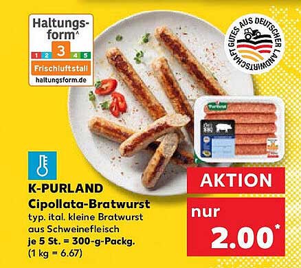 K-PURLAND Cipollata-Bratwurst - typisch italienische kleine Bratwurst